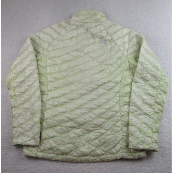 North Face ThermoBall Jacket Womens Medium Light Green Quilted Zip Outdoor Stain - Picture 12 of 13